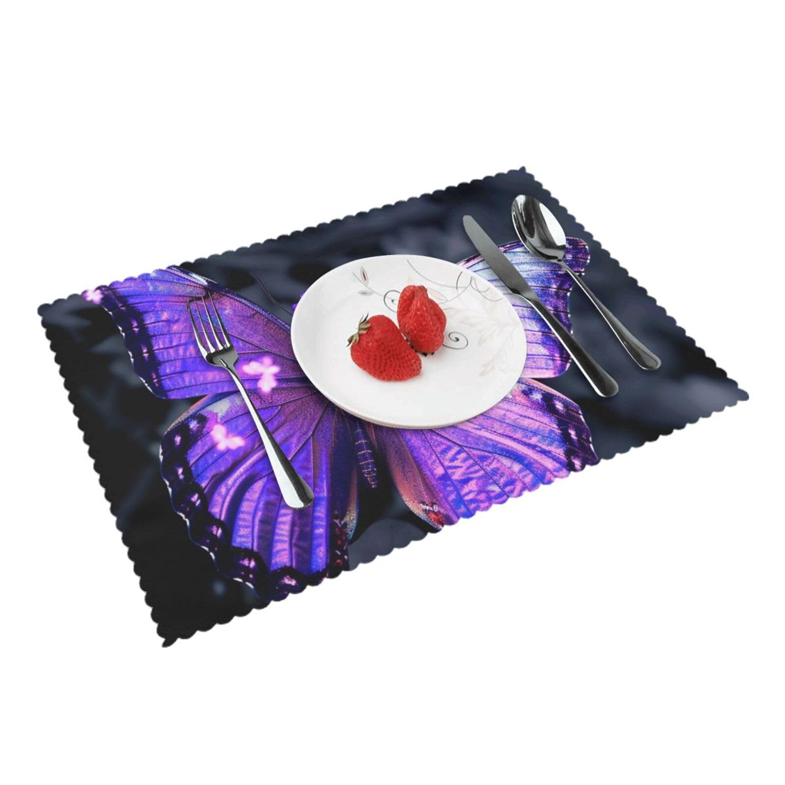 Butterfly Printed Placemat Heat Resistant Place Mats Set of 4 PCS Washable Kitchen Table Mats, 12x18 Inch