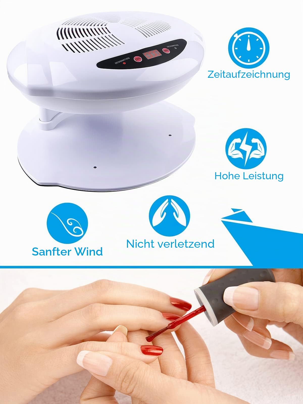 Kalolary Nagellampe, 400 W, Air Nail Dryer, Nageltrockner für Hände und Füße, Nagellack, automatischer Sensor, warm, kühles Breeze, Verwendung zu Hause und im Salon