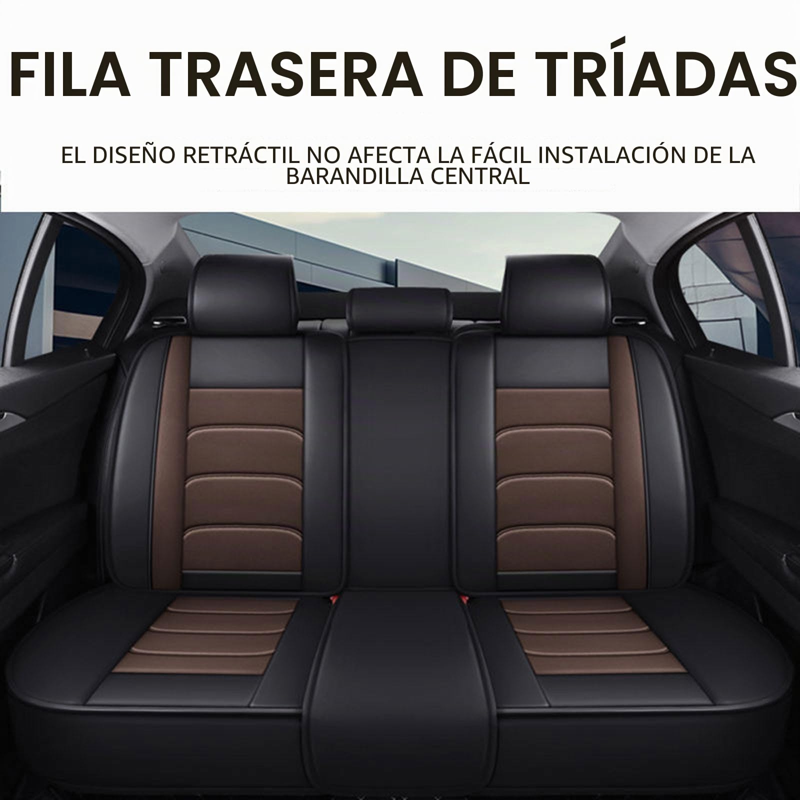 Funda Asiento Coche para Peugeot 5008 Juego Completo de Fundas Cuero Protectores Asiento Coche Delanteros y Traseros