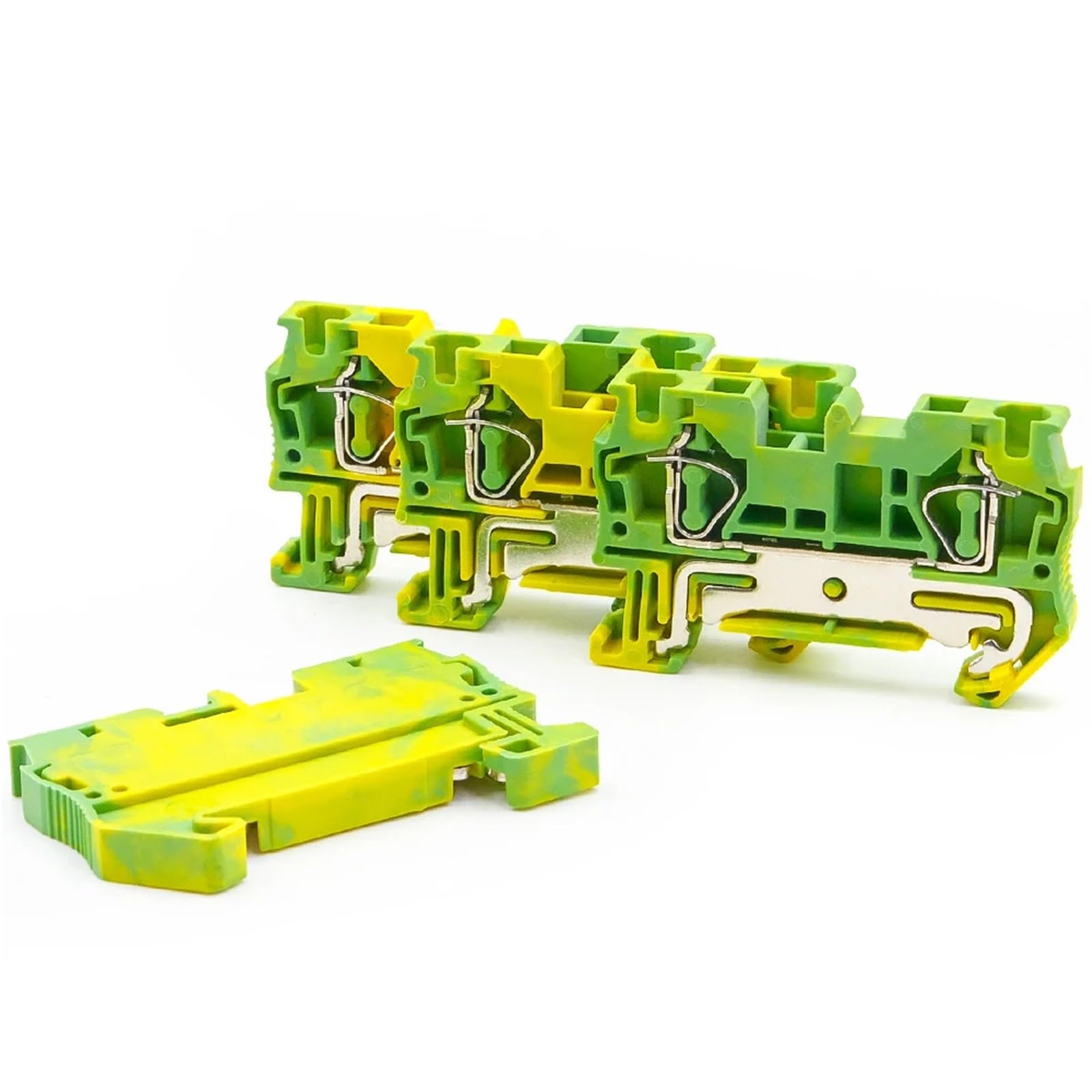 Morsettiera di messa a terra ST 4-PE da 10 pezzi, guida DIN da 4 mm, connessioni elettriche sicure, design compatto