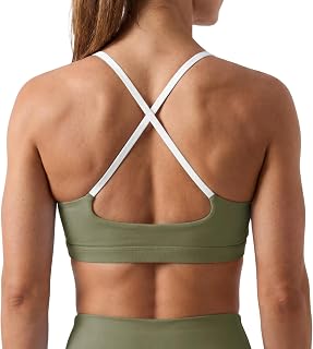 Aoysky Sports Bras for Women Wireless Padded Open Back Workout Tops | Spaghetti Strap, Scoop Neck, Cross Backless, with Sewn in Pads, Running, Yoga, Gym, Fitness Clothing, Racerback Bras