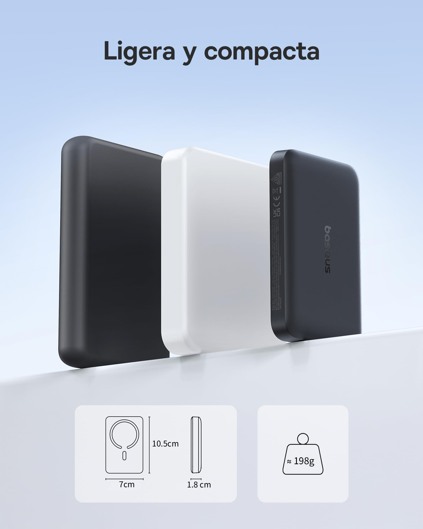 Baseus Enerfill MagSafe Power Bank 10000mAh 30W Magnetic Wireless Externo Baterías Móviles Wireless Mini Powerbank Compatible con iPhone 17/16/15/14/13/12/Pro/Pro MAX Series, Negro (FM11)