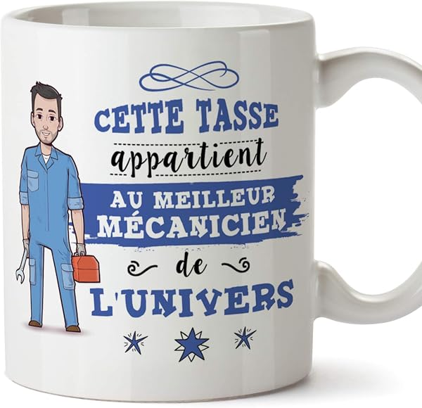 Mugffins Mécanicien Tasses Originales de café et Petit-déjeuner à Donner Travailleurs Professionnels - Cette Tasse Appartient au Meilleur Mécanicien de l'univers - Céramique 350 ML - 1
