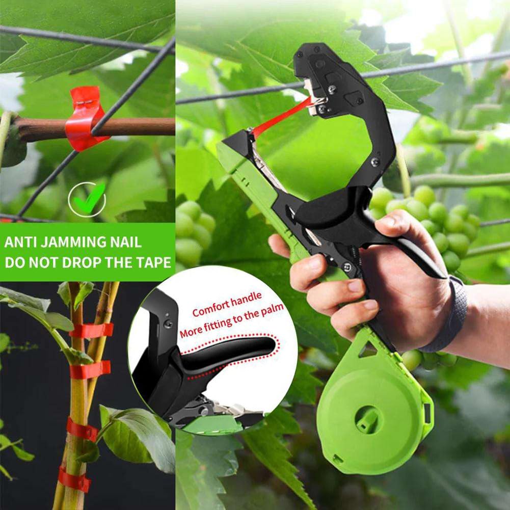Machine à Attacher Les Plantes Améliorée, pour Attacher Rapidement Les Tomates Et Les Raisins, Outil De Ruban De Jardin pour Jardiniers Et Agriculteurs avec 1 Lame, 10 000 Agrafes Et 20 Rubans De