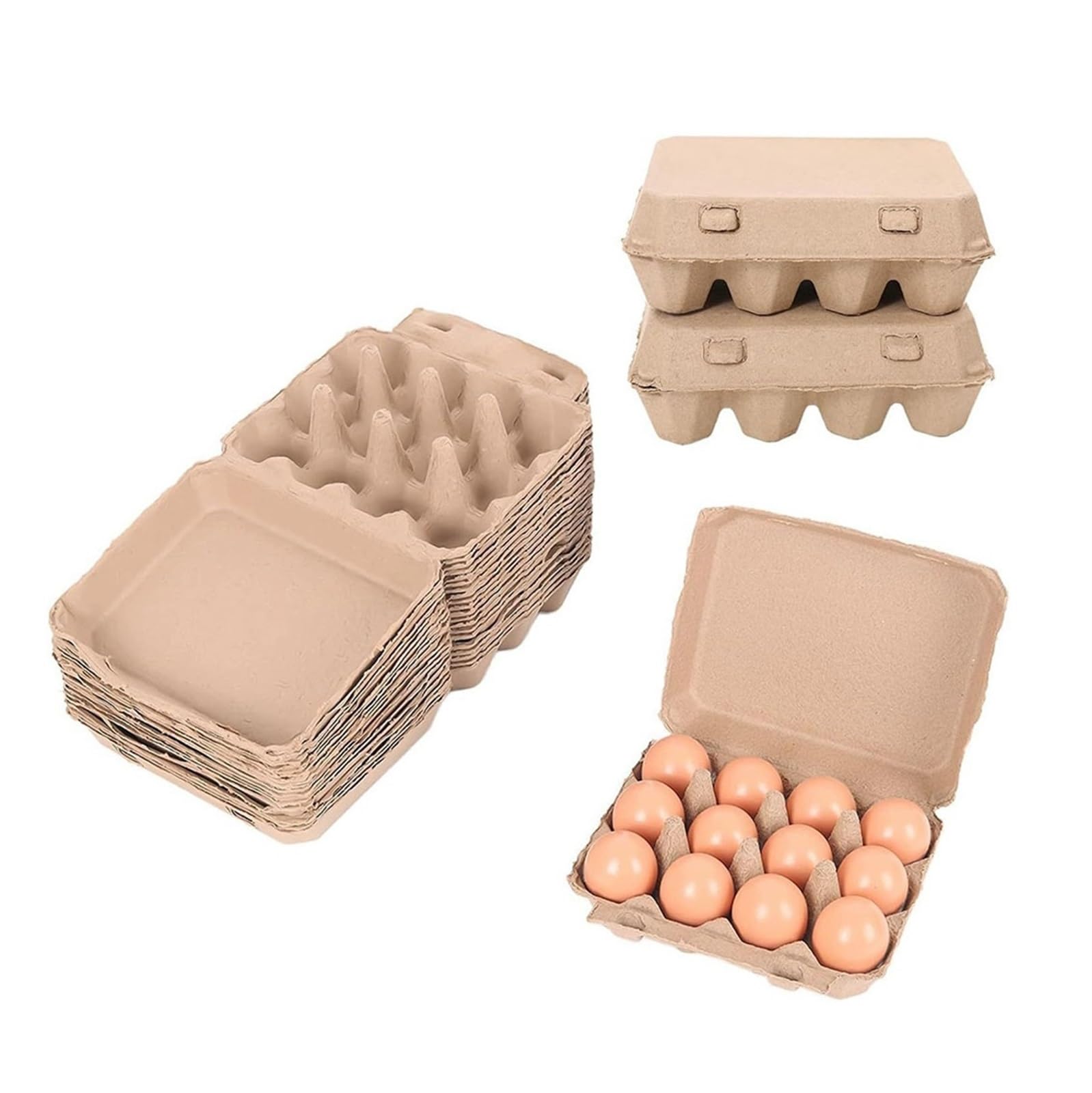Cajas de pulpa de papel for 12 huevos con cierre, envases biodegradables for almacenamiento nevera, venta granja, empaque regalo y mercados agrícolas(20pcs)