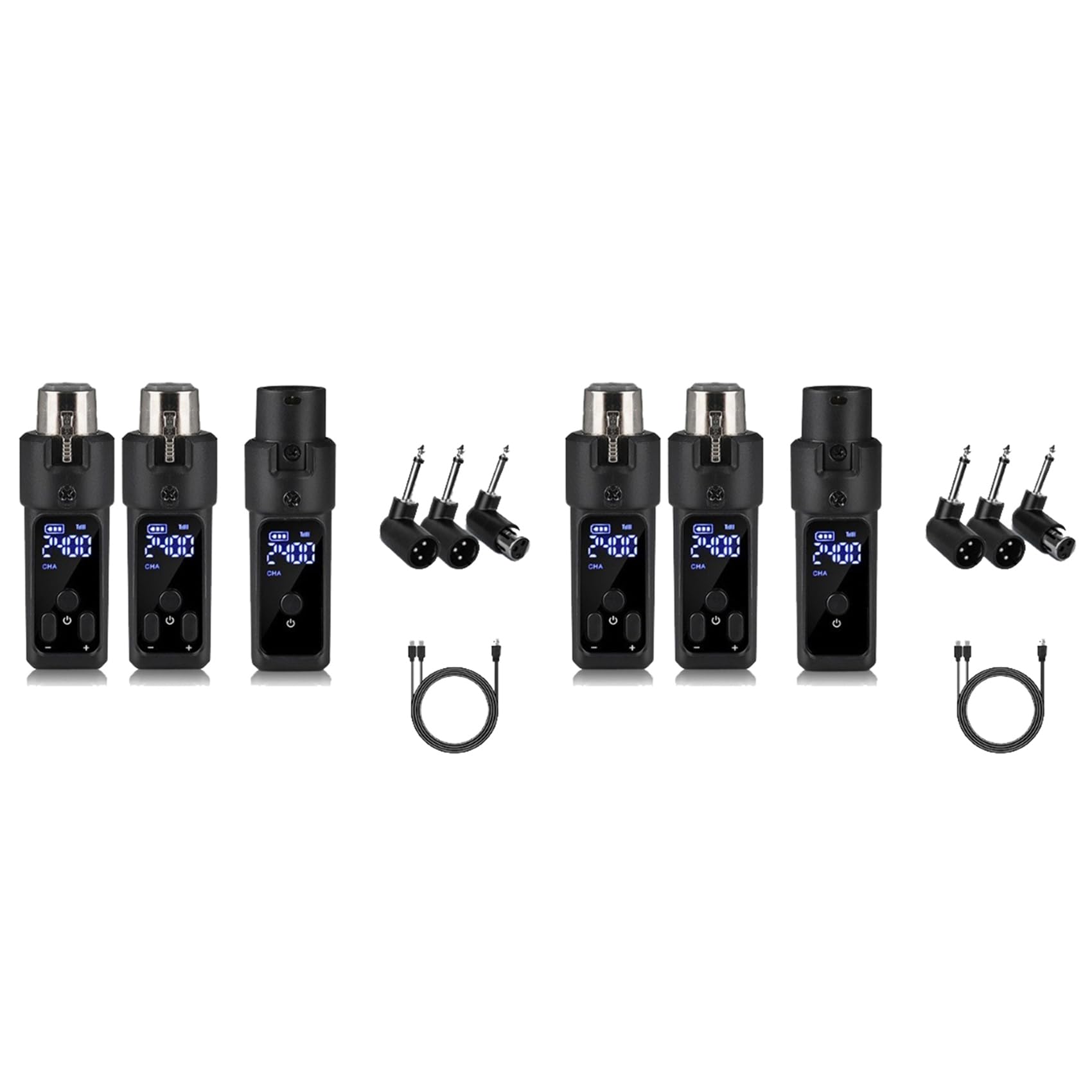 2 Set Adattatore XLR 2.4G Trasmettitore Ricevitore Microfono Wireless Adatto per Microfono Dinamico Chitarra Mixer Audio