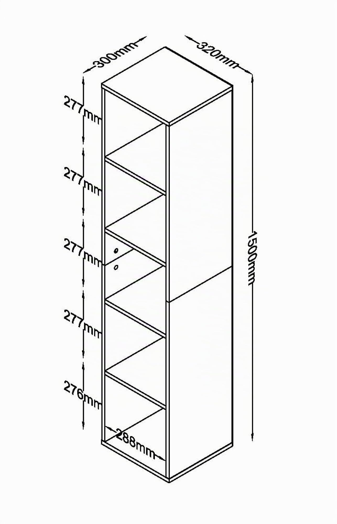 VDD Meuble de Salle de Bain 5 Compartiments Ouverts - Meuble Colonne Salle de Bain Chambre Hall