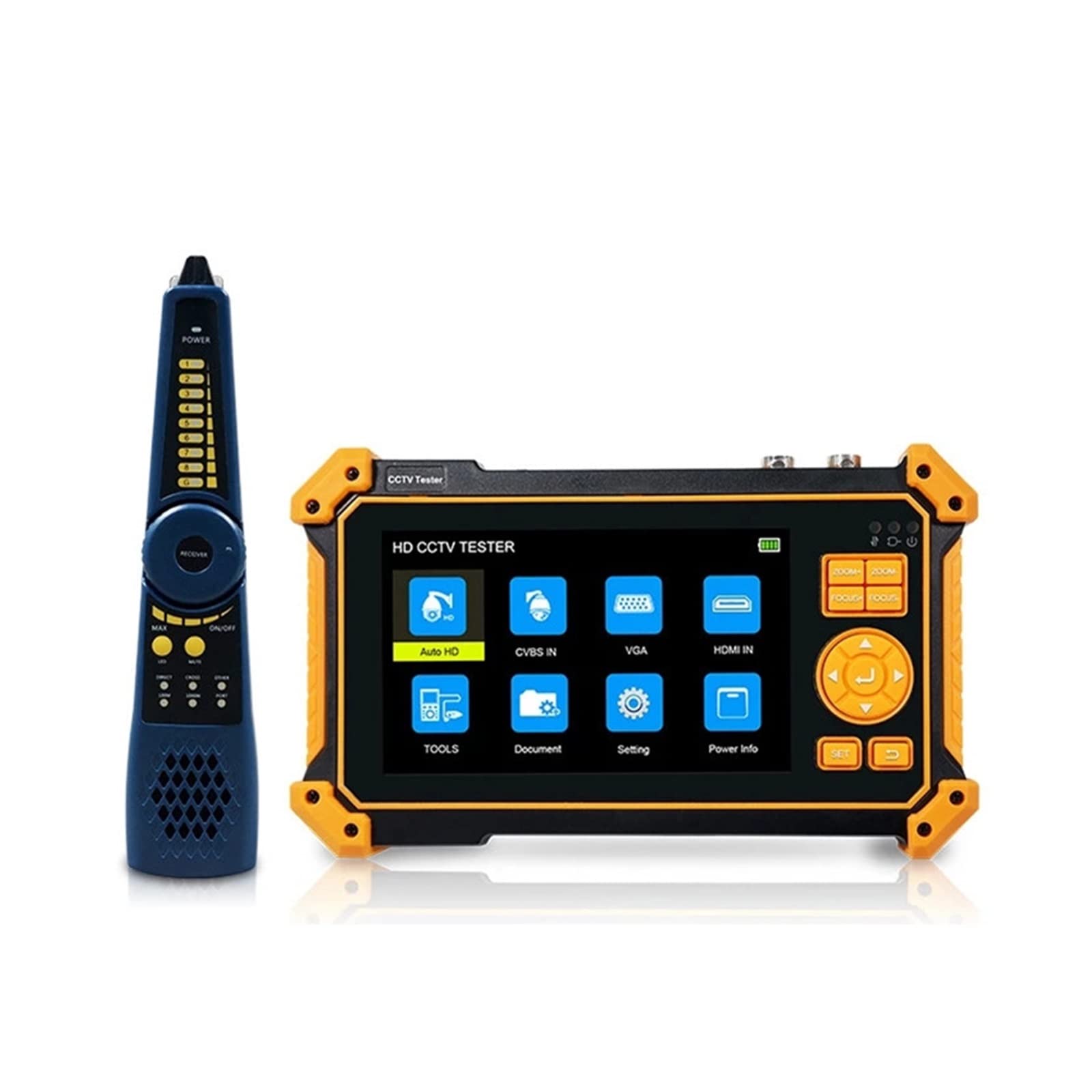 Tester CCTV Tester for videosorveglianza 4 in 1 da 5 pollici, tester for monitor video analogico coassiale CVI/TVI/AHD/CVBS, CCTV portatile for telecamera con uscita DC12V