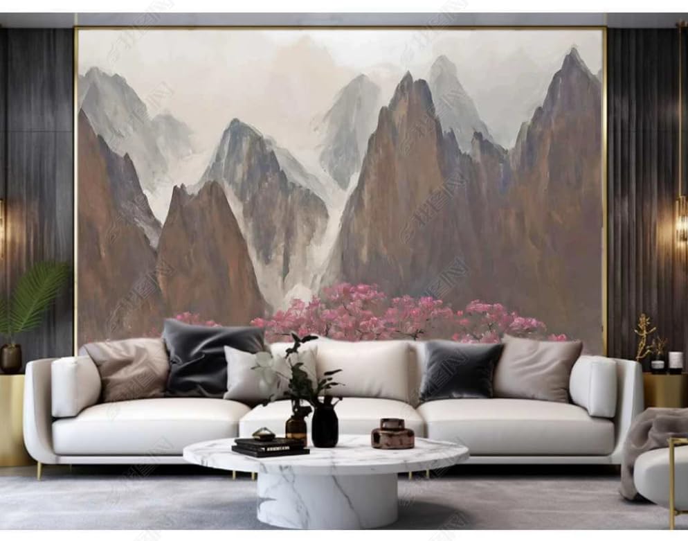 Papier peint panoramique style chinois haut de gamme arborant une magnifique fleur de prunier