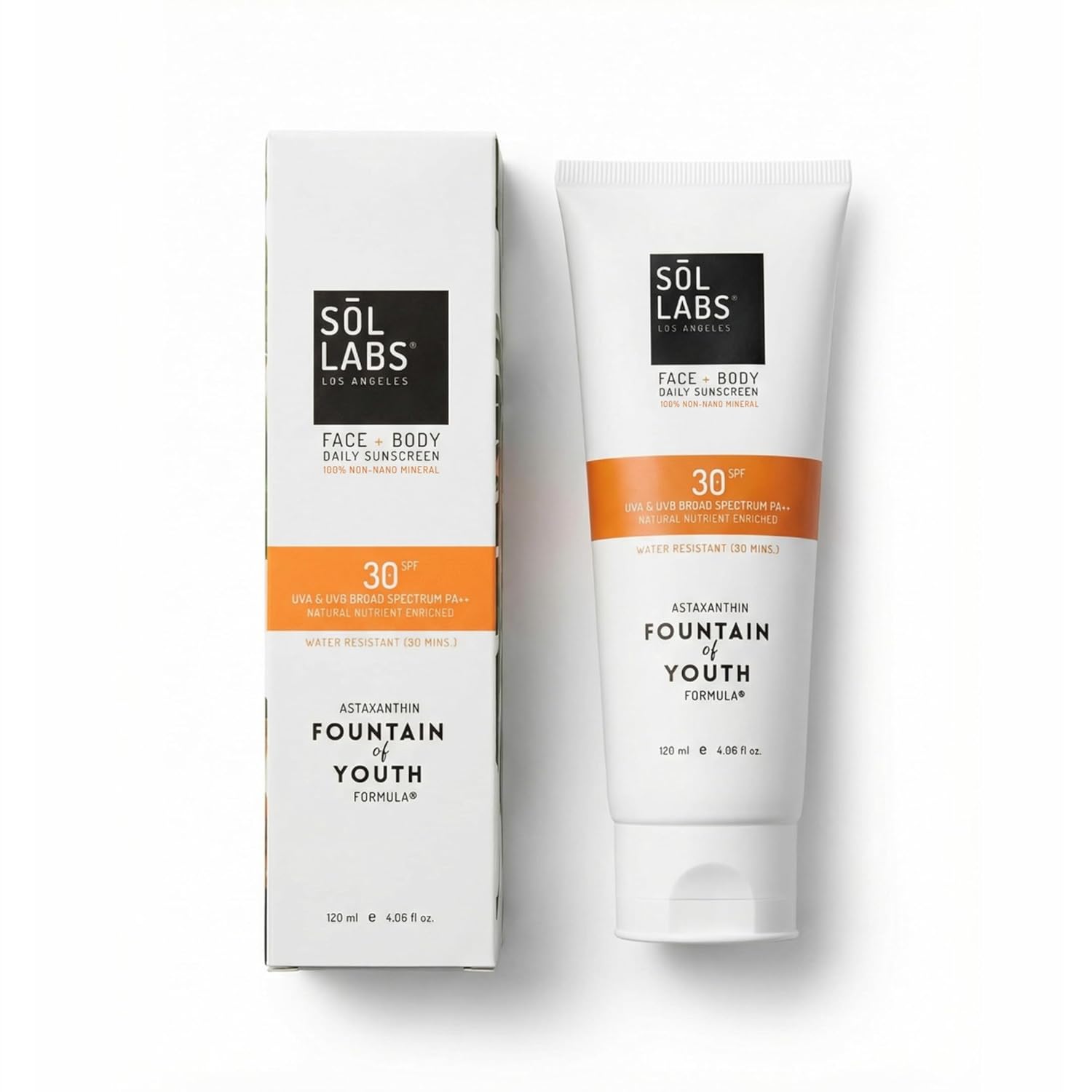 SOL LABS Mineral Sunscreen SPF 30 Face & Body - Lightweight, Hydrating Daily Moisturizer - No White Cast - Anti-Aging Formula with Niacinamide, Zinc Oxide - Reef Safe Korean Skin Care - 4oz