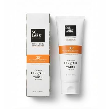 SOL LABS Mineral Sunscreen SPF 30 Face & Body - Lightweight, Hydrating Daily Moisturizer - No White Cast - Anti-Aging Formula Niacinamide, Zinc Oxide - Reef Safe Korean Skin Care - Sunscreen Lotion
