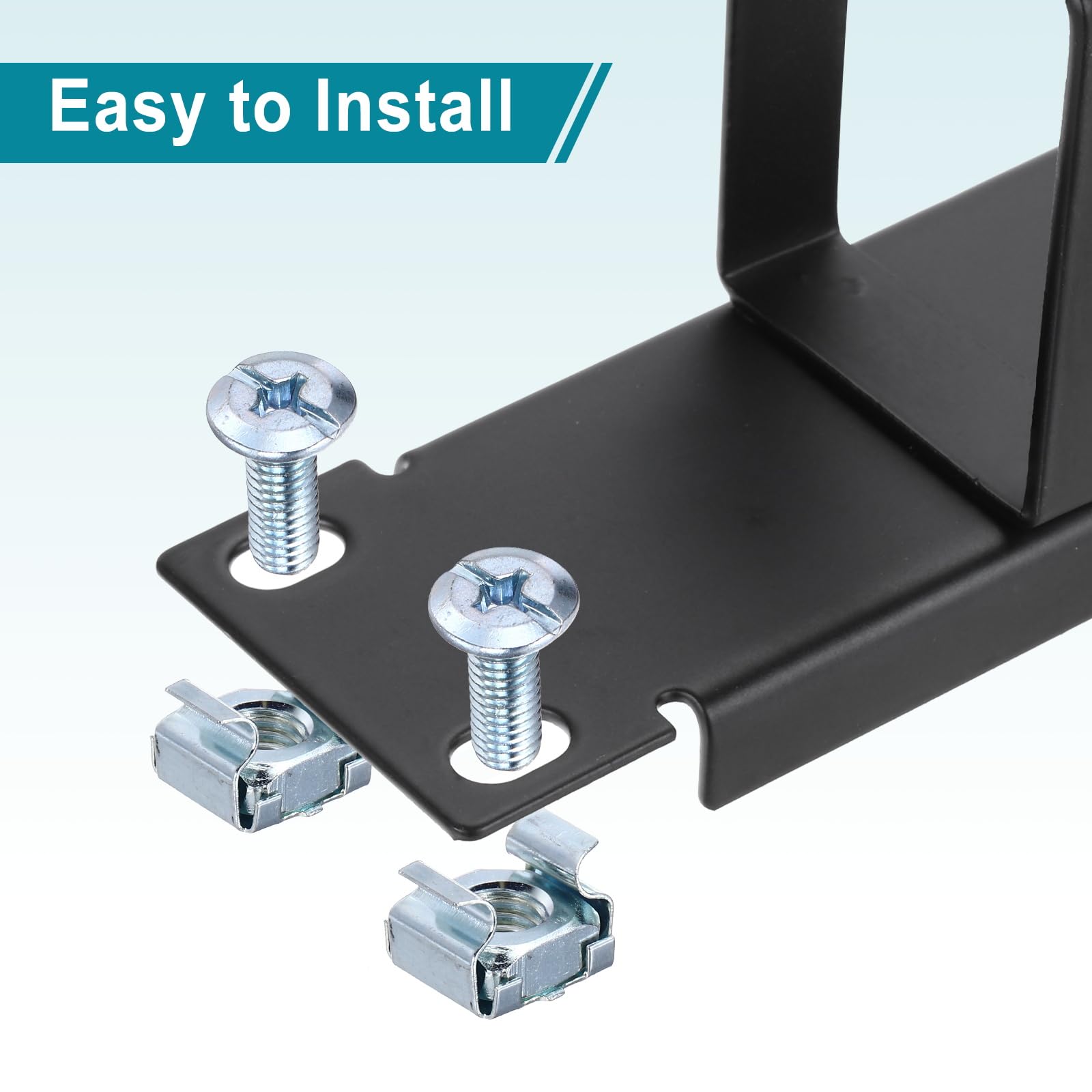 PATIKIL 1U 5 D-Ring Cable Manager, 5 Pezzi 19 Pollici Metallico Montaggio Orizzontale Rack Gestione Cavi Per Rack, Armadi Server, Nero