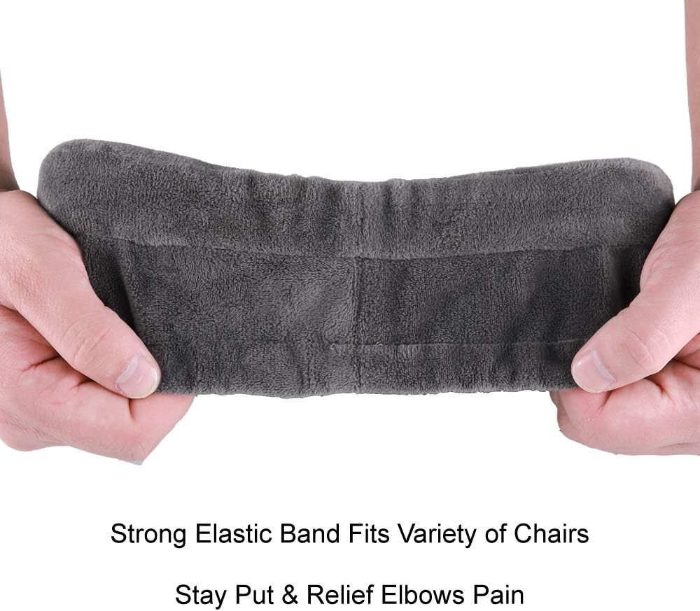 Gray Plush Memory Foam Office Chair Armrest Pads
