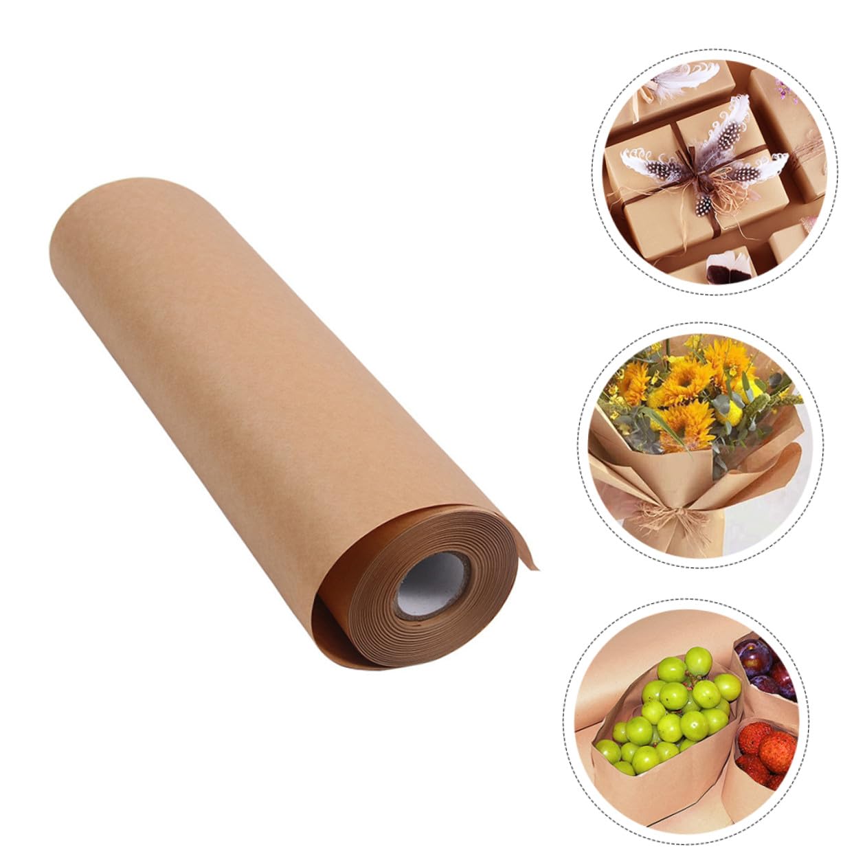 HOODANCOS Papel Kraft para Embalaje y Papel Decorativo para Manualidades, Uso Versátil para Envolver Regalos y Ramos, Rollo de 0,45x30 M en Color Marrón, Adecuado para Proyectos DIY