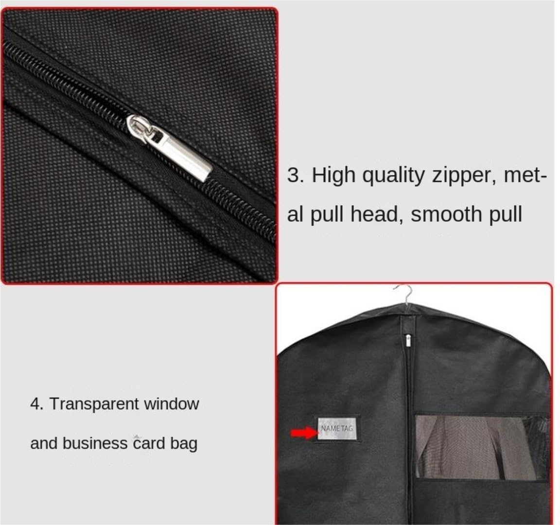 Portatrajes Funda Traje 2 Bolsas De Ropa De Viaje De 40 Pulgadas Con Bolsillos, Bolsa De Traje Plegable Portátil Para Vestidos, Abrigos, Camisas Y Vestidos Funda Ropa Portatrajes Viaje