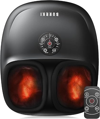 Burrki Masajeador de pies con calor, regalos para mujeres y hombres, masajeador eléctrico de pies Shiatsu con amasamiento profundo, control remoto y