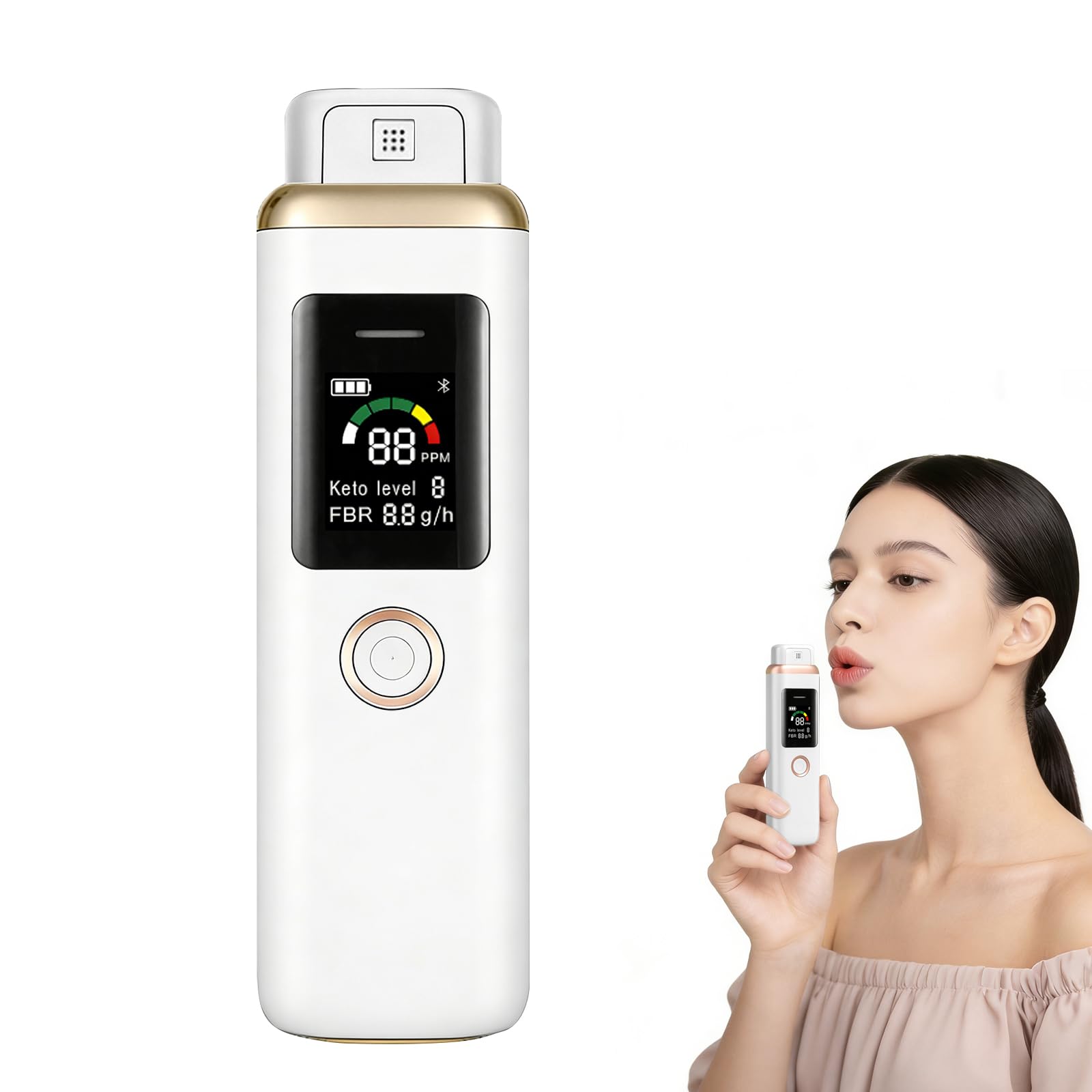 Ketone Atemmessgerät, Professioneller Digitaler Ketone Atemanalysator, Neuer Verbesserter Tragbarer Ketone Atemtester, Hochpräzises Ketone Messgerät zur Erkennung von Diät und Ketosestatus