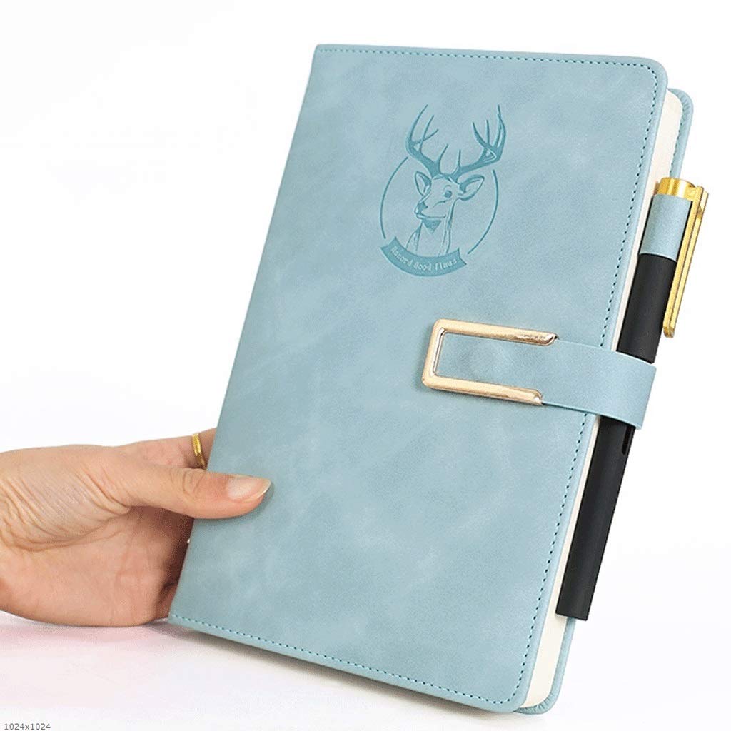 2-Pack A5 Notebook, premium Papel grueso, HardCover Notebook, papel rayado, 360 páginas del diario, el cielo azul de cuero de imitación, 5,8"x 8,2" Diario (Color : With lock x1)