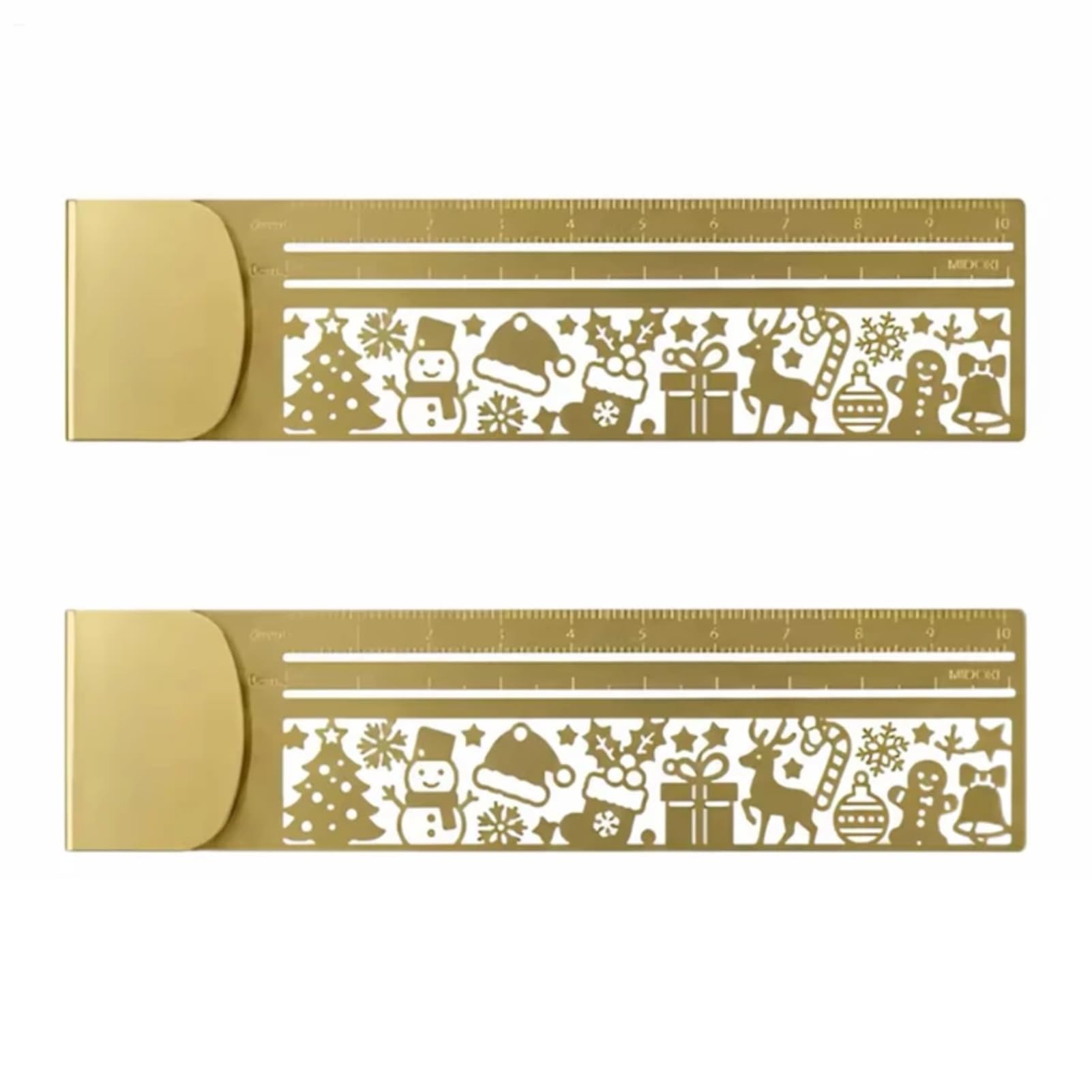 Brass Clip Ruler, 2PCS Cute Cat Ruler Stencils for Kids Adults (Christmas)