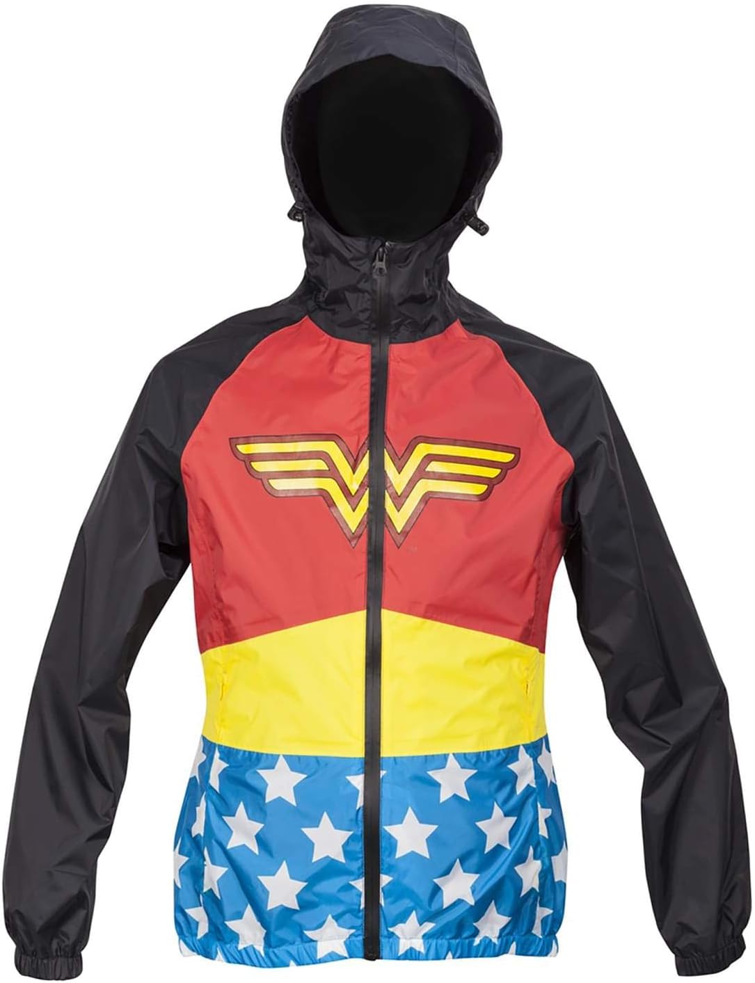 DC Wonder Woman Womens Zip Raincoat Hooded Jacket | Large