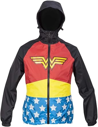 DC Wonder Woman Womens Zip Raincoat Hooded Jacket | Small