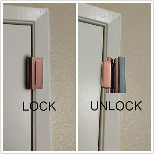 Miniatura 7 de 2 paquetes de cerraduras de refuerzo de puerta con 8 tornillos, cerradura de puerta de seguridad para el hogar para niños, cerradura de puerta a