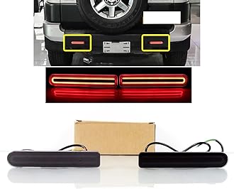 LED Rear Bumper Reflector Light Compatible With Toyota FJ Cruiser 2007-2022 3-in-1 Function As Driving Light/Brake Light/Sequential Turn Signal light Smoke Lens
