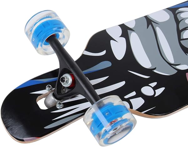 FunTomia® Freerider Longboard monopatín - 107cm x 26cm - rodamientos Mach1® - Hecho con 9 Capas de Madera de Arce - 5
