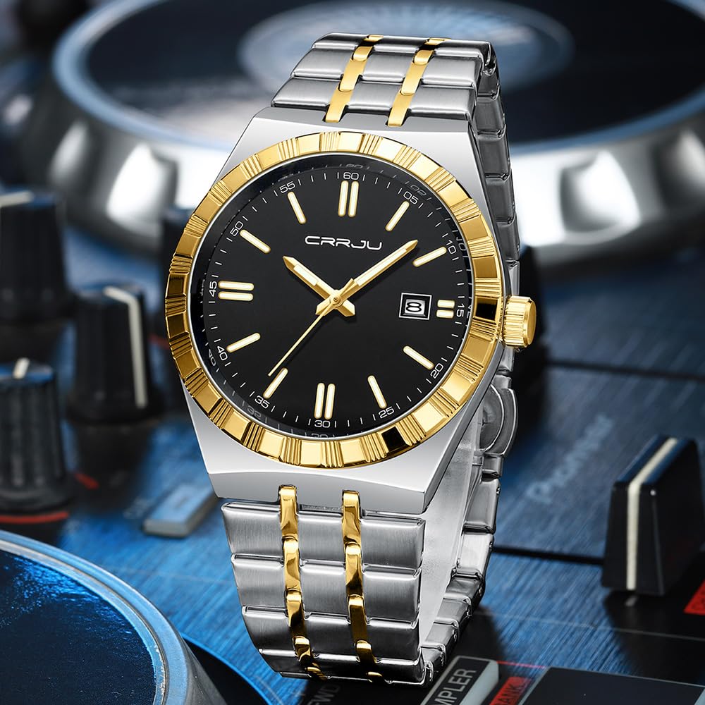 CRRJU CRRJU Watches for Men,Fashion Luxury Luminous Analog Quartz Wristwatches,Business Man Calendar Watches Silver in use
