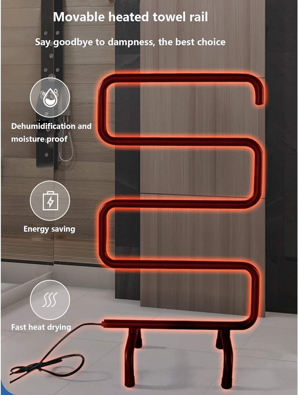 Kompaktowy ręcznik elektryczny Ogrzewany stojak do suszenia stojaka na ścianę lub wolnostojący stal nierdzewna 85W Organizer łaźni Quick Dry Warm Ręczniki do domu