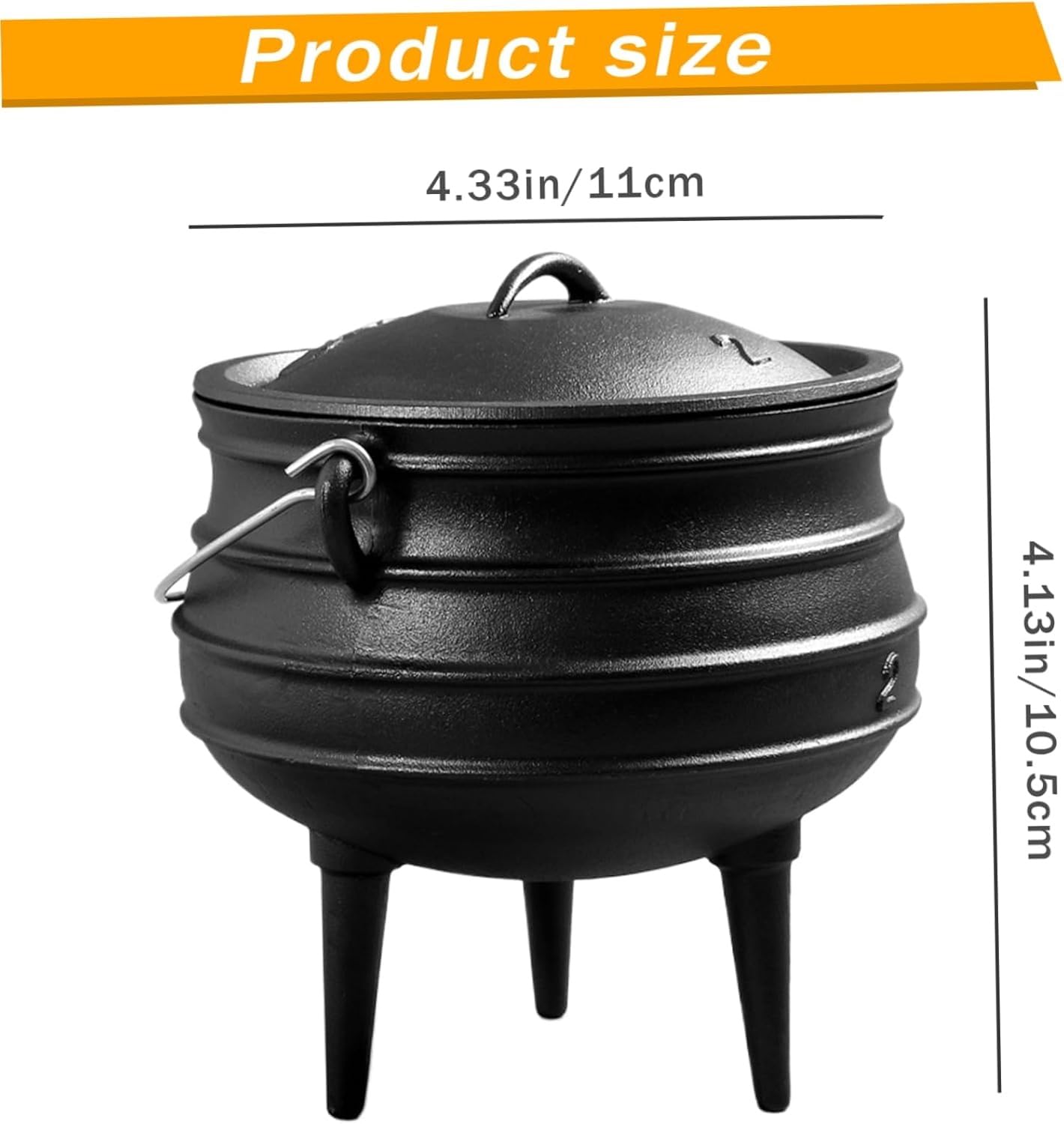 Caldero de hierro fundido de 0,8/3 l para brujas con tapa y asa, olla de hierro fundido con 3 patas largas, caldero de hierro fundido para exteriores, para Halloween, para chimeneas, decoraciones de H