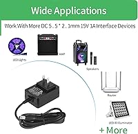 Vista 8 de Security-01 Paquete de 2 adaptadores de fuente de alimentación de CA a CC 15V 1A, enchufe de 0.217 in x 0.083 in