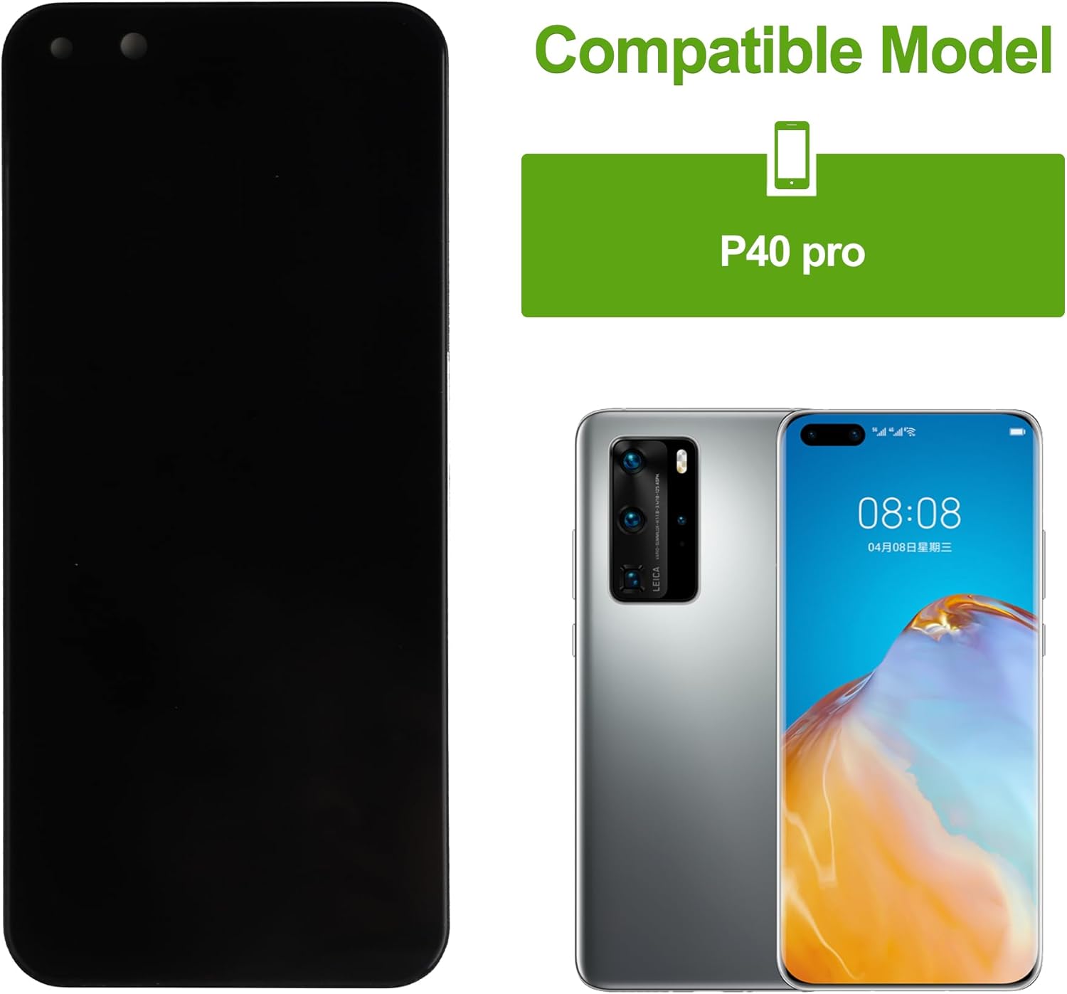 TFT LCD Display Compatible with Huawei P40 pro (Black without Frame) Replacement Parts with Free Tools