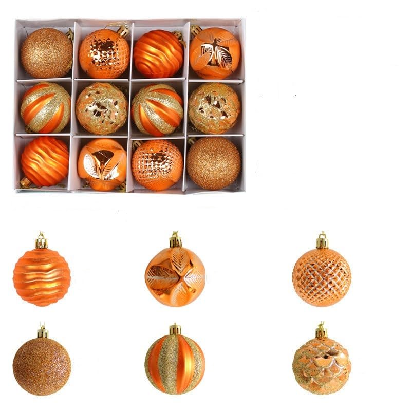 12pcs Christmas Ball Ornaments,6cm Christmas Ball Ornaments Shatterproof Christmas Hanging Balls Sets for Christmas Tree Holidays Home Xmas Party Decoration (orange)
