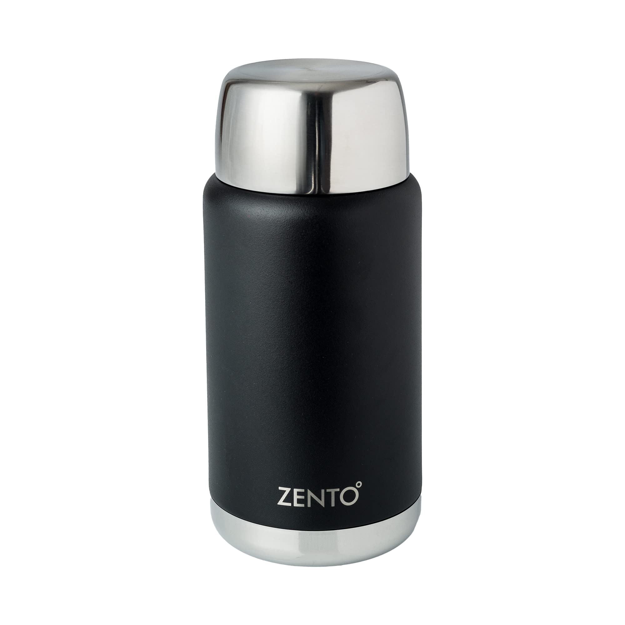 ZENTO Stainless Steel Insulated Torpedo Vacuum Food Flask–800ml for Coffee, Tea or Water, BPA-Free, Thermo-shield Technology, Cold for 24 Hours & Hot for 12 Hours, Reusable Drinking Flask (Black)