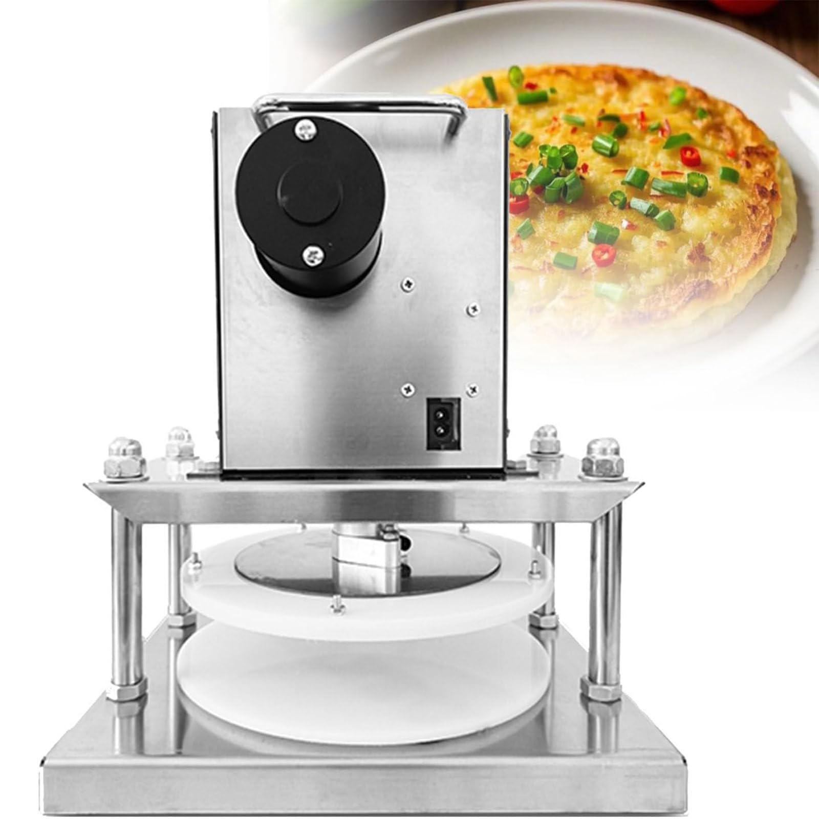 JJENXYYDS Stainless Steel Pizza Press, Electric Pizza Dough Press, Adjustable Thickness Pizza Dough Press,Pizza Pie Pastry Press,for Pizza, Pie, Tortilla, Pastry