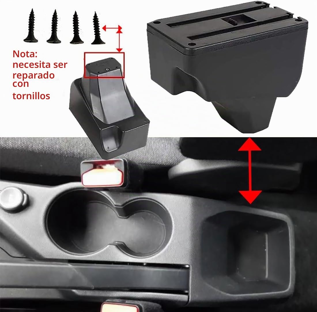 Apoyabrazos Para Peugeot 2008/208 (2019-2024) Apoyabrazos Coche Consola Reposabrazos Central Negro Cuero Caja con conexión USB