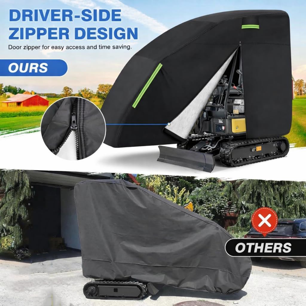 Mini Excavator Cover for Caterpillar 301.7D CR 2013-2016, Heavy Duty Watertight, Excavator Cover with Zipper Door Reflective Strips Durable Thickened Outdoor Protection