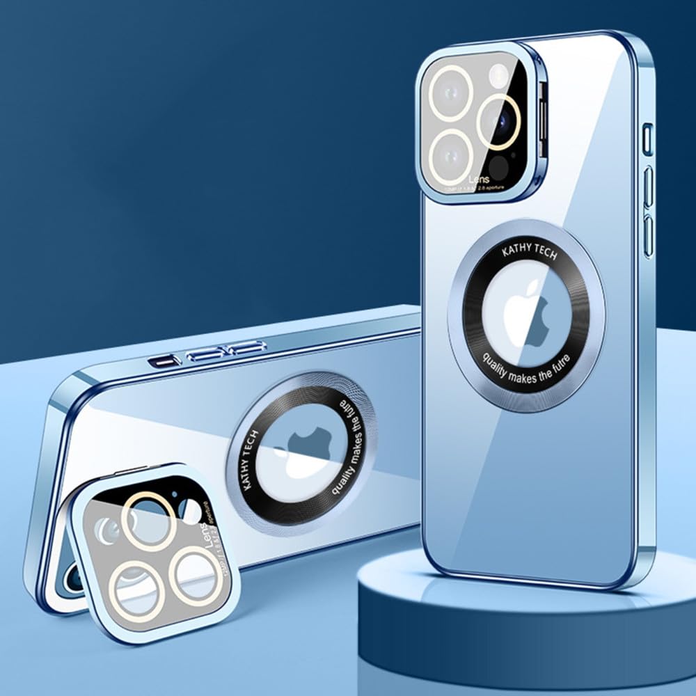 Funda transparente para iPhone 12 Pro Max ideal para viajes con imán azul 8
