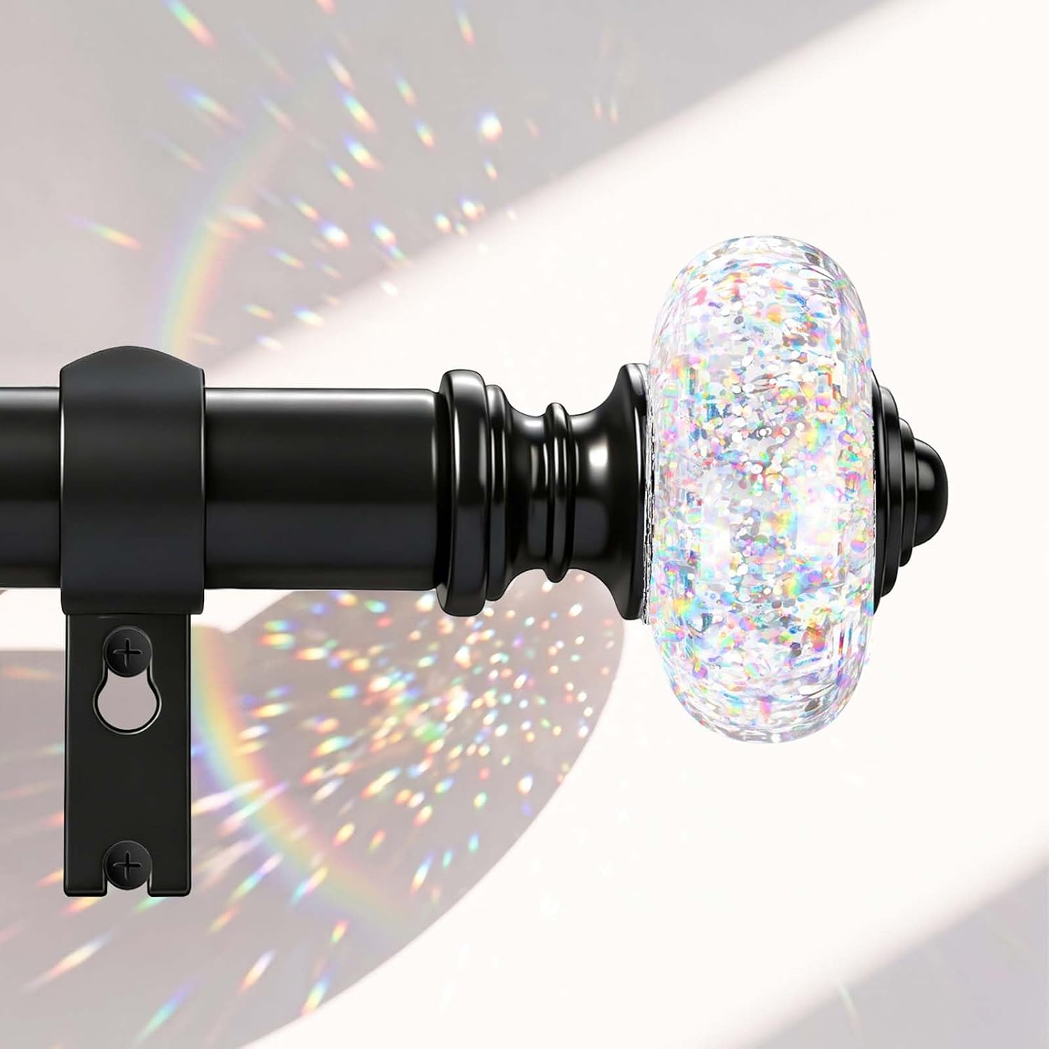 TVWOO Black Crystal Curtain Rod,Decorative Adjust Length 32-45 Acrylic Rods