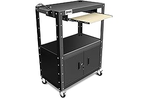 DNA Motoring Adjustable Rolling Projector Stand Utility Cabinet with Wheels