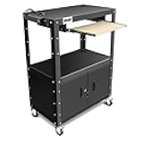 DNA Motoring Steel AV Cart with Extra Storage Cabinet, 30.8