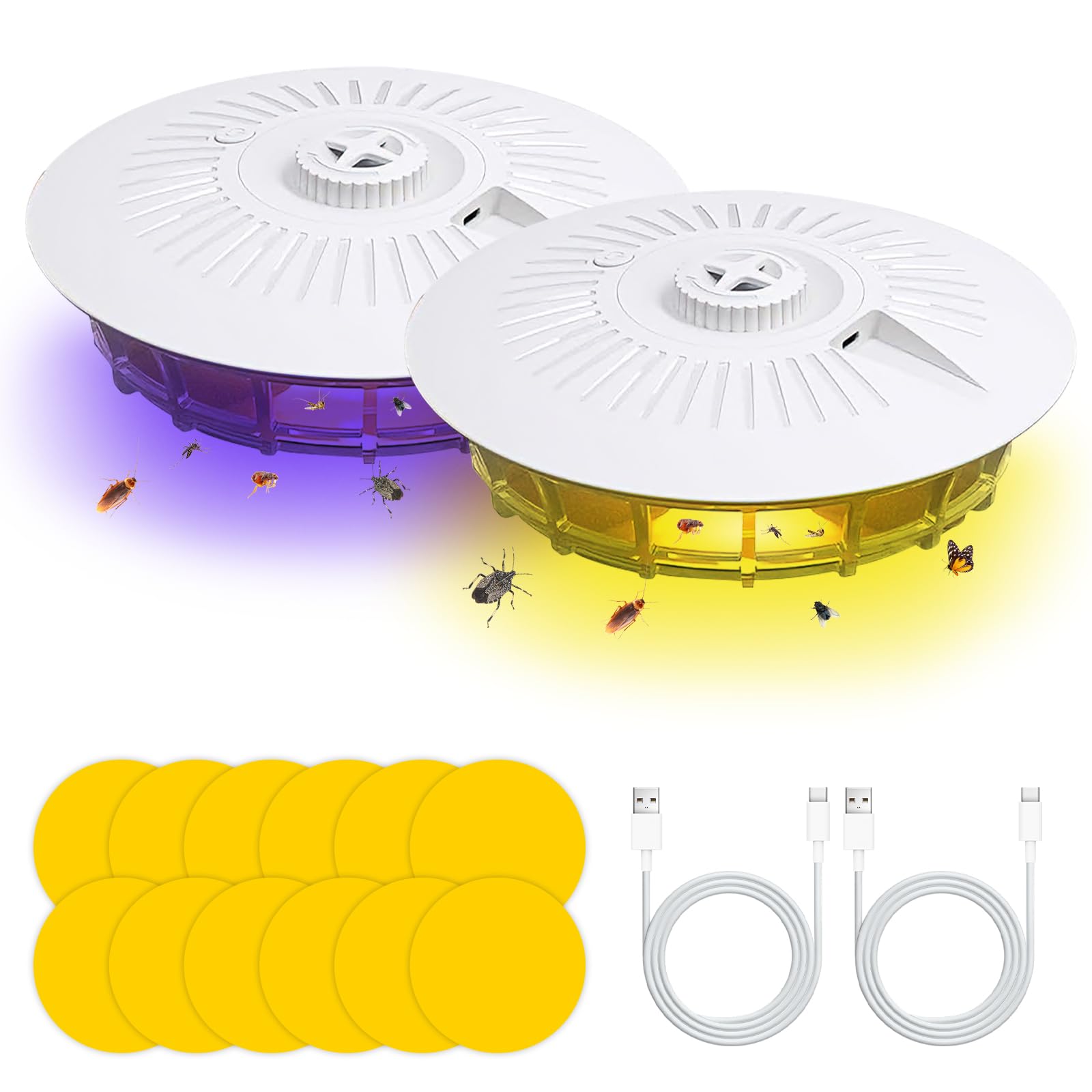 2 PCS Trappola Cimici, Trappola per Pulci per Casa, Trappole per Cimici da Letto e Cimici Sticky Dome, Trappole per Pulci con 10 Dischi Adesivi per Soggiorno, Camera da Letto, Cucina