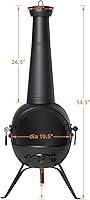 Vista 7 de SINGLYFIRE Chiminea Chiminea - Chimenea para exteriores para patio o patio trasero, hoguera de madera con cubierta de chimenea sin óxido, hierro