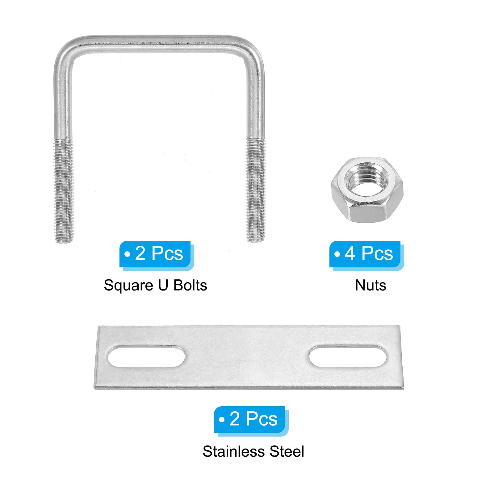 PATIKIL M8x65x80mm Square U-Bolts Kit - Image 3
