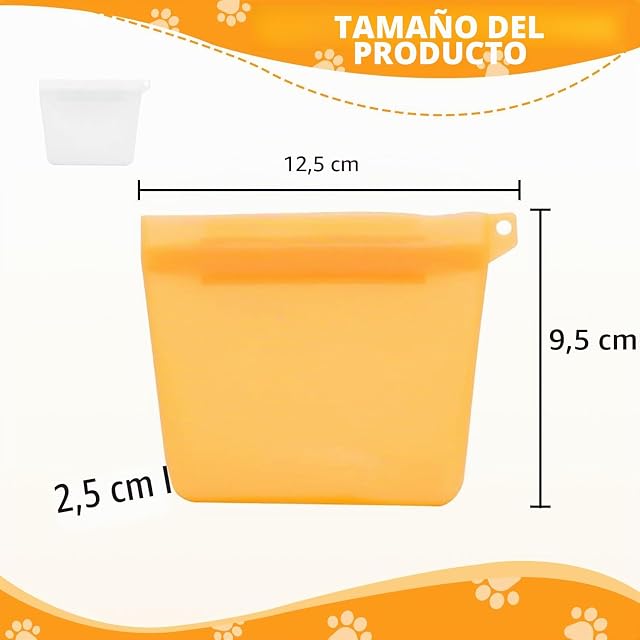 Foto 2 de 8 de Juego de Silicona Bolsa Premios Perro de 2 Piezas, Bolsa Chuches Perro de Silicona Portátil