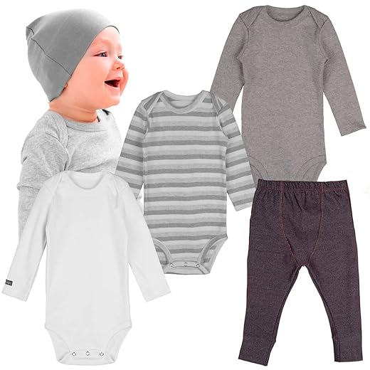 Conjunto Body e Calça Neutro Menino Menina Bebe 4 Peças Modelagem Carters 100% Algodão Prime