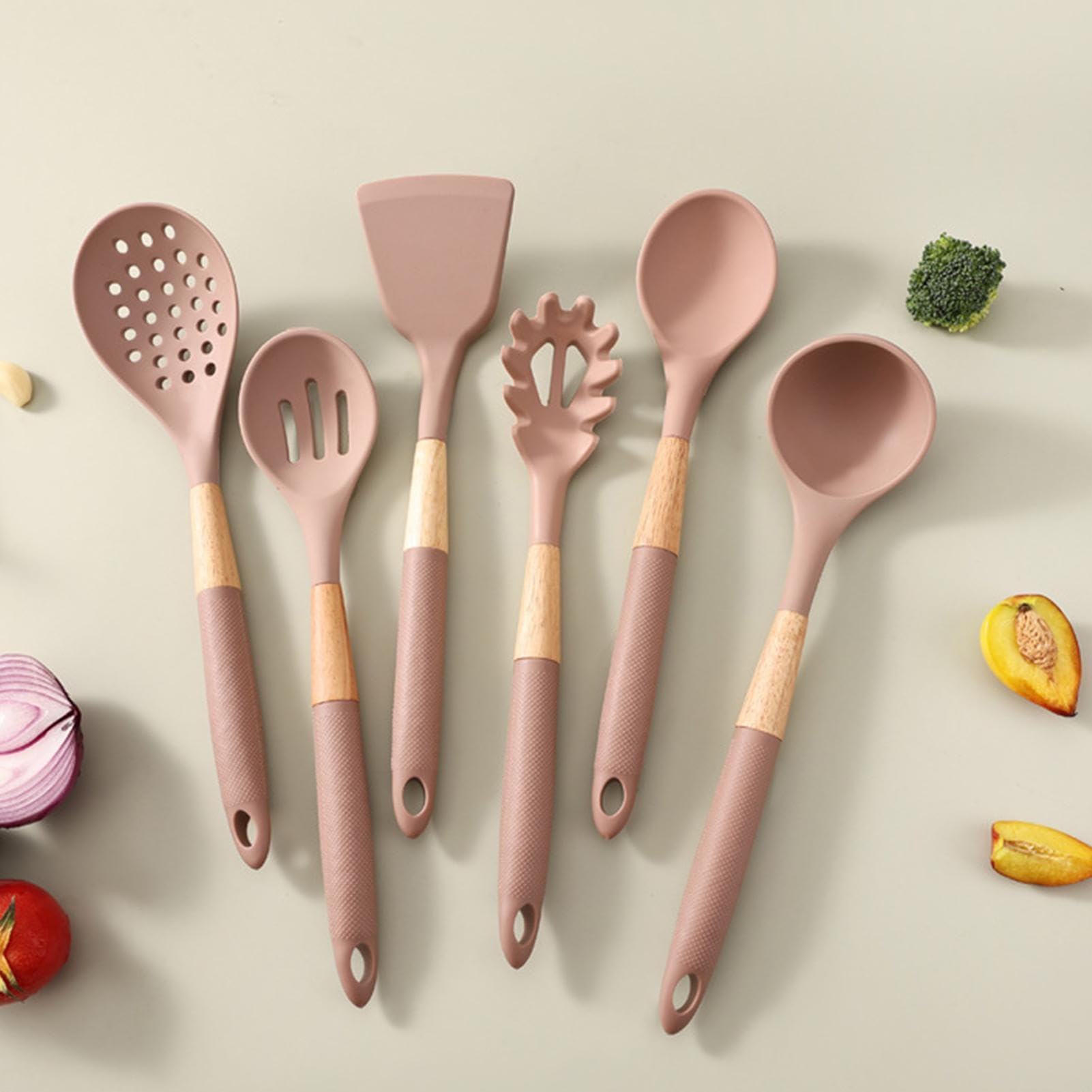 Utensilios de Cocina de Silicona Set de 7 Piezas con Mango Largo, | Fáciles de para Cocinar para Hogar, Apartamento, Restaurante, Camping, Cocinar,