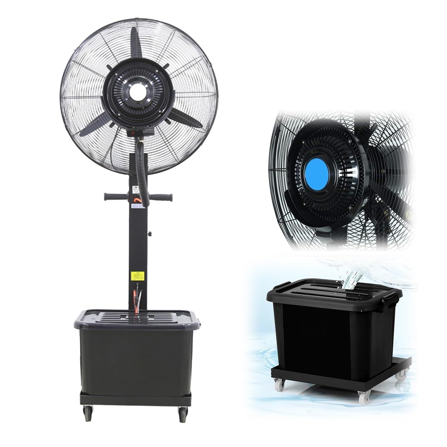 asdchZen Oscillating Pedestal Misting Fan With 11 Gallon Tank, 3 Speeds For Gym Garage Patio, 26 Inch,One Color-550mm/22