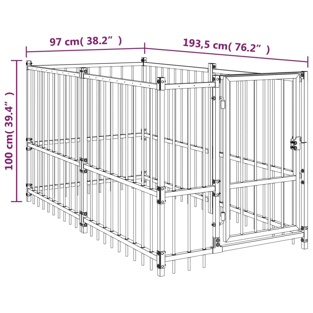 vidaXL Chenil pour Chien Noir 193,5x97x100 cm Acier Cage Enclos Chiot Animaux